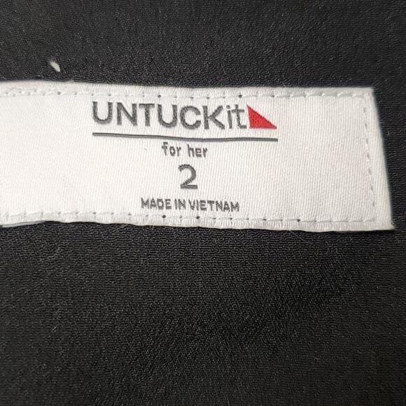 Untuckit Floral Collarless Marnie Shirt Dress Button Front Sheer Lined Tie, Size - Picture 5 of 8